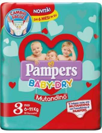 PAMPERS BABY DRY MUTANDINO...