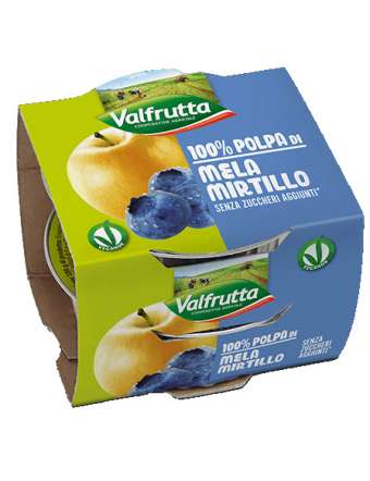 VALFRUTTA POLPA MELA MIRTILLO GR 100X2