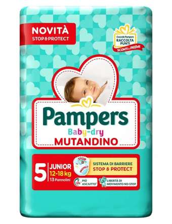 PAMPERS BABY DRY MUTANDINO TAGLIA 5 JUNIOR 12-18 KG