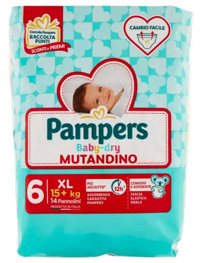 PAMPERS BABY DRY MUTANDINO TAGLIA 6 EXTRA LARGE 14+ KG