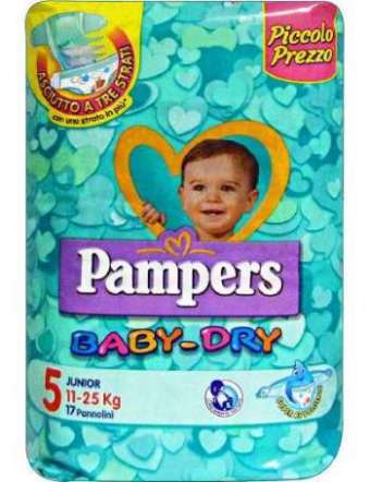 PAMPERS BABY DRY TAGLIA 5 JUNIOR 11-25KG PZ 17