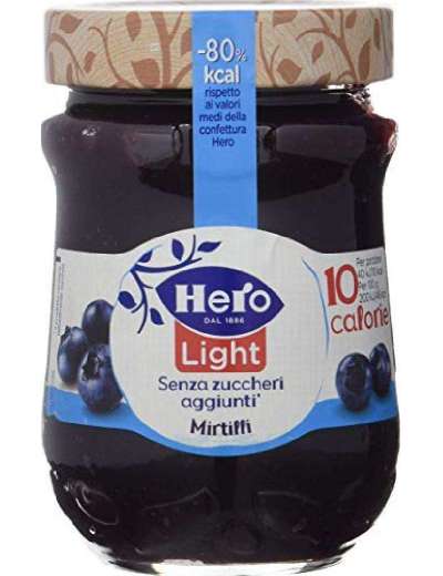Hero Light Confettura di Mirtilli Light, 8 Vasetti da 280 gr, Marmellata e  Confettura Extra con Frutta di Alta Qualità, Senza Zuccheri aggiunti e  Pochissime Calorie per Porzione : : Alimentari e