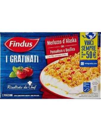 FINDUS I GRATINATI MERLUZZO D'ALASKA CON POMODORO E BASILICO GR 380