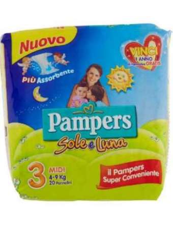 PAMPERS SOLE & LUNA TAGLIA 3 MIDI 4-9KG PZ 20