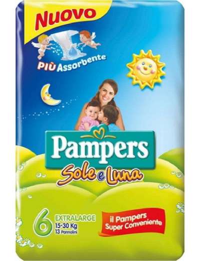 PAMPERS SOLE & LUNA TAGLIA 6 EXTRALARGE 15-30KG PZ 13