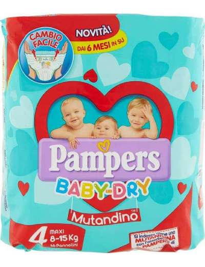 PAMPERS BABY DRY MUTANDINO TAGLIA 4 MAXI 8-15KG PZ 16