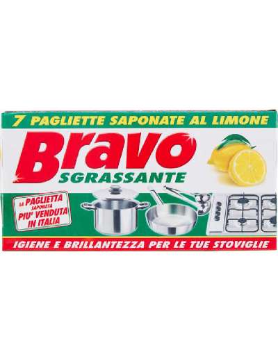 Bravo Sgrassante Stoviglie 7 Pagliette Saponate al Limone