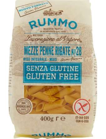 RUMMO SENZA GLUTINE 28 MEZZE PENNE RIGATE GR 400