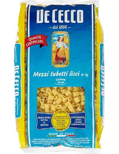 DE CECCO N 63 MEZZI TUBETTI LISCI GR 500