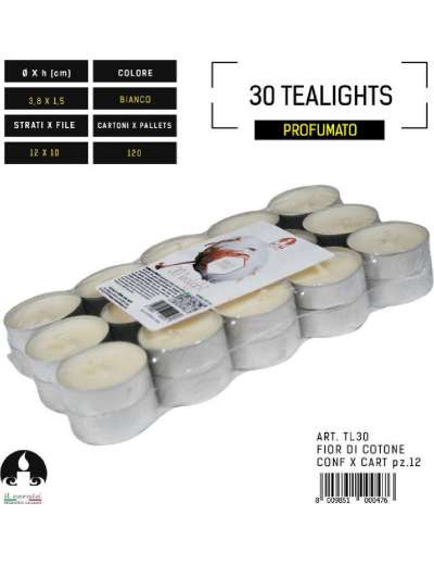 CANDELE PROFUMATE FIOR DI COTONE TEALIGHT PZ 30