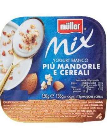 MULLER MIX YOGURT BIANCO + MANDORLE CEREALI GR 150