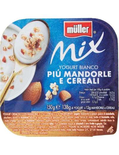 MULLER MIX YOGURT BIANCO + MANDORLE CEREALI GR 150