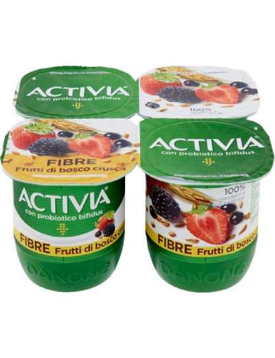 ACTIVIA DANONE YOGURT AI FRUTTI DI BOSCO E CRUSCA 4X125 GR