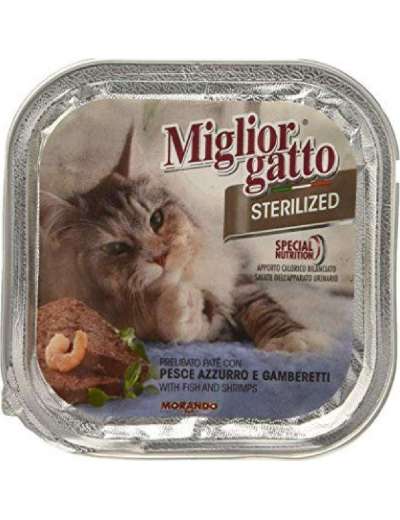 MIGLIORGATTO STERILIZED PESCE E GAMBERETTI GR 100