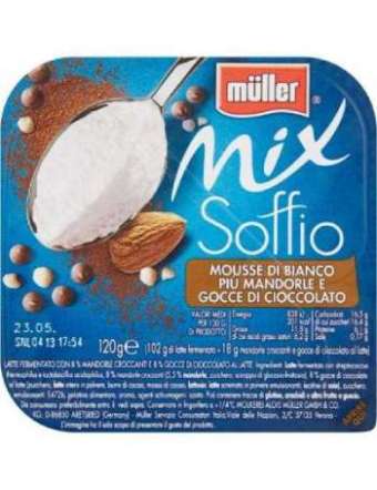 MULLER MIX YOGURT BIANCO + MANDORLE E GOCCE CIOCCOLATO GR 120