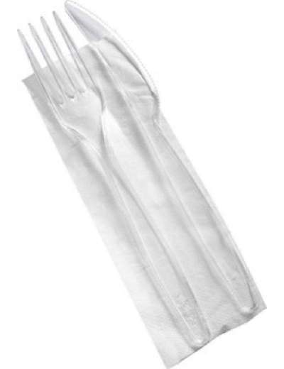 POSATE PLASTICA TRASPARENTI BIS FORCHETTA COLTELLO TOVAGLIOLO 10 PZ