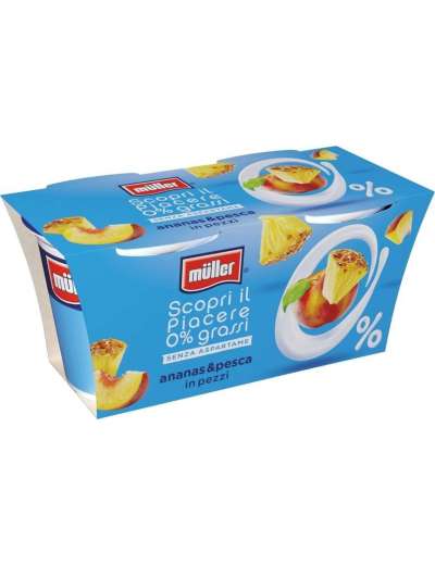 MULLER 0% ANANAS PESCA YOGURT MAGRO 2X125 GR