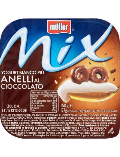MULLER MIX YOGURT ANELLI CIOCCOLATO GR 150