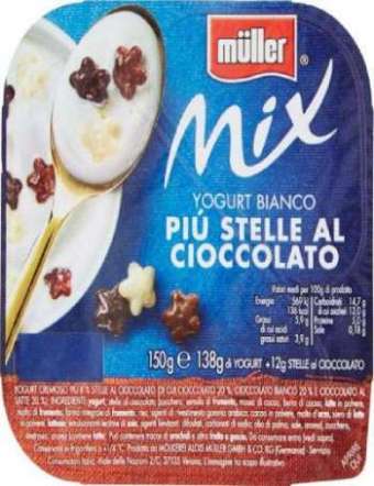 MULLER MIX YOGURT BIANCO + STELLE CIOCCOLATO GR 150