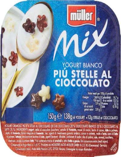 MULLER MIX YOGURT BIANCO + STELLE CIOCCOLATO GR 150