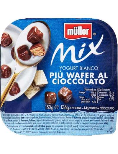 MULLER MIX YOGURT BIANCO + WAFER CIOCCOLATO GR 150