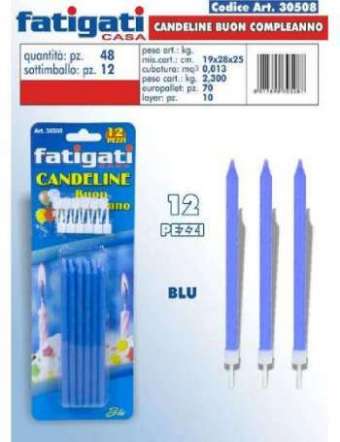 FATIGATI CANDELINE BLU PER COMPLEANNO PZ 12