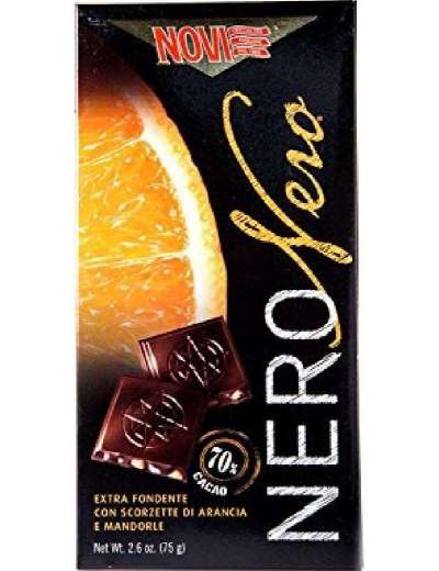 NOVI NERO SCORZE D'ARANCIA MANDORLE TAVOLETTA GR 75