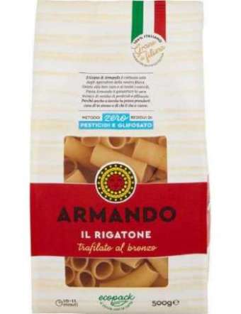 ARMANDO RIGATONI PASTA 100% ITALIANA TRAFILA BRONZO GR 500